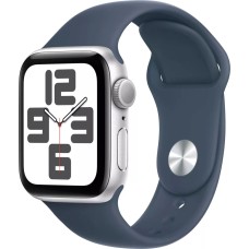 Умные часы Apple Watch SE 2 40 мм (алюминиевый корпус, серебристый/грозовой синий, спортивный силиконовый ремешок M/L)
