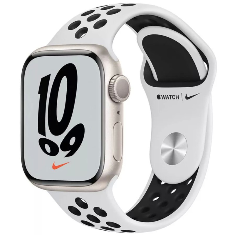 Умные часы Apple Watch Nike Series 7 41 мм (сияющая звезда/чистая платина,черный)