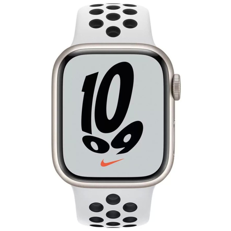 Умные часы Apple Watch Nike Series 7 41 мм (сияющая звезда/чистая платина,черный)
