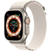 Умные часы Apple Watch Ultra LTE 49 мм (титановый корпус, титановый/звездный свет, текстильный ремешок размера L)