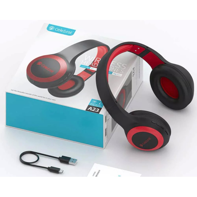 Наушники Celebrat A23 (черный/красный)