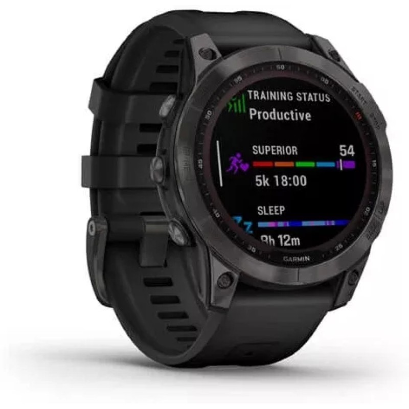 Умные часы Garmin Fenix 7 Sapphire Solar 47 мм (серый карбон/черный)