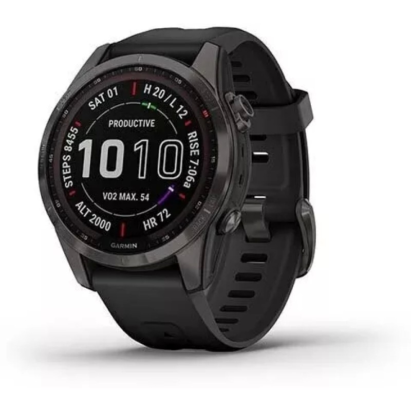 Умные часы Garmin Fenix 7S Sapphire Solar 42 мм (серый карбон/черный)