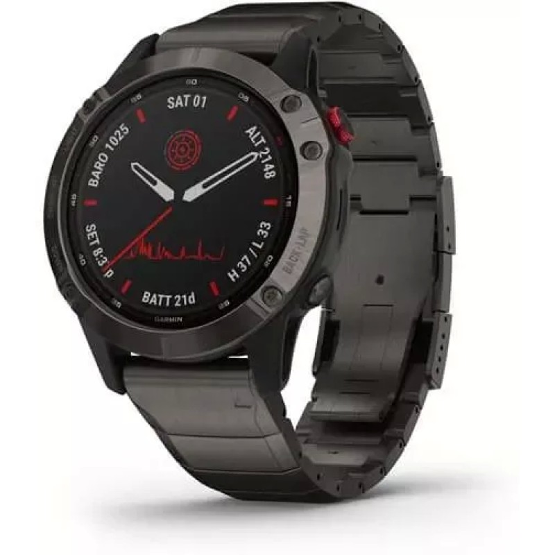 Умные часы Garmin Fenix 6 Pro Solar 47 мм (титановый карбоново-серый, титан)