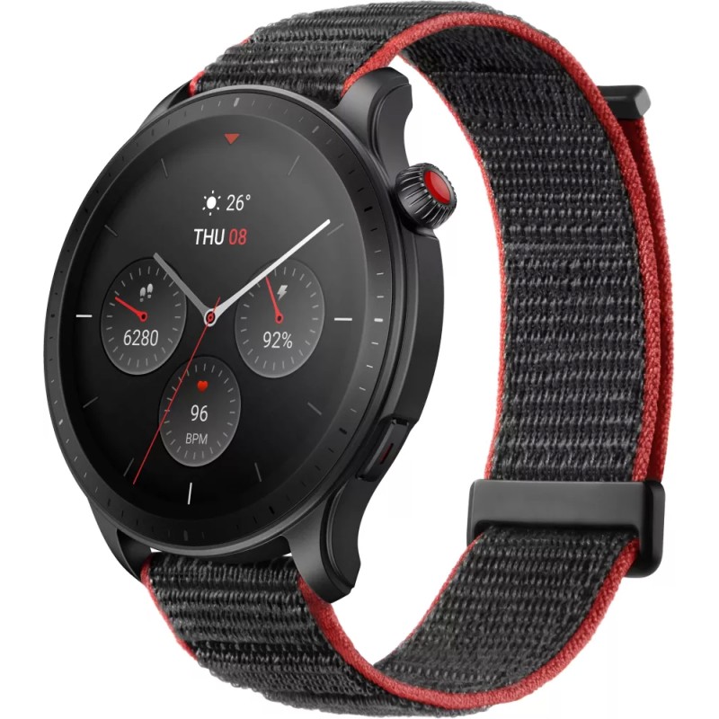 Умные часы Amazfit GTR 4 (черный, с черным нейлоновым ремешком)