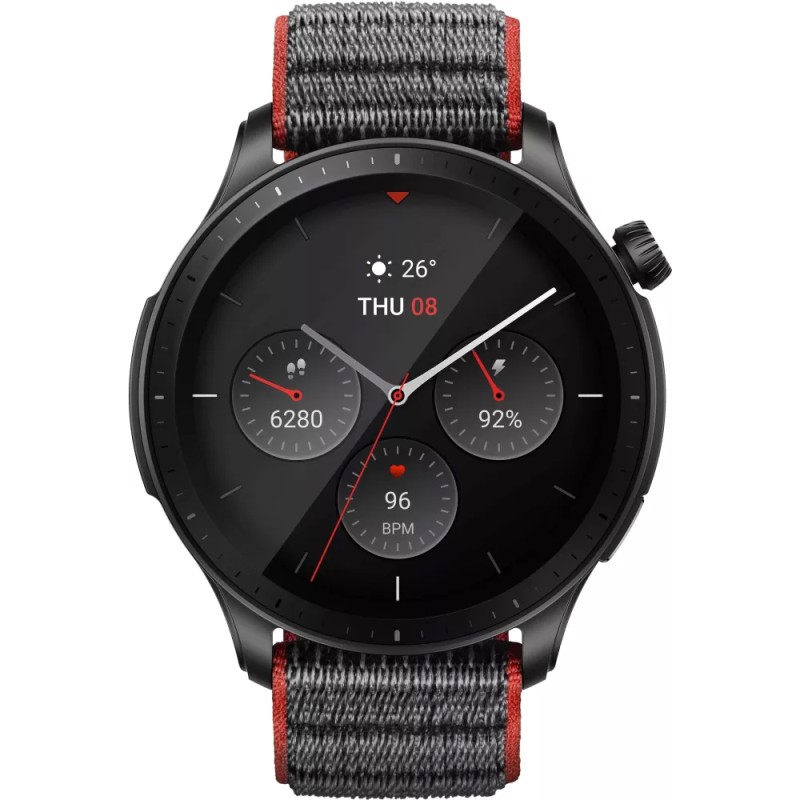 Умные часы Amazfit GTR 4 (черный, с черным нейлоновым ремешком)