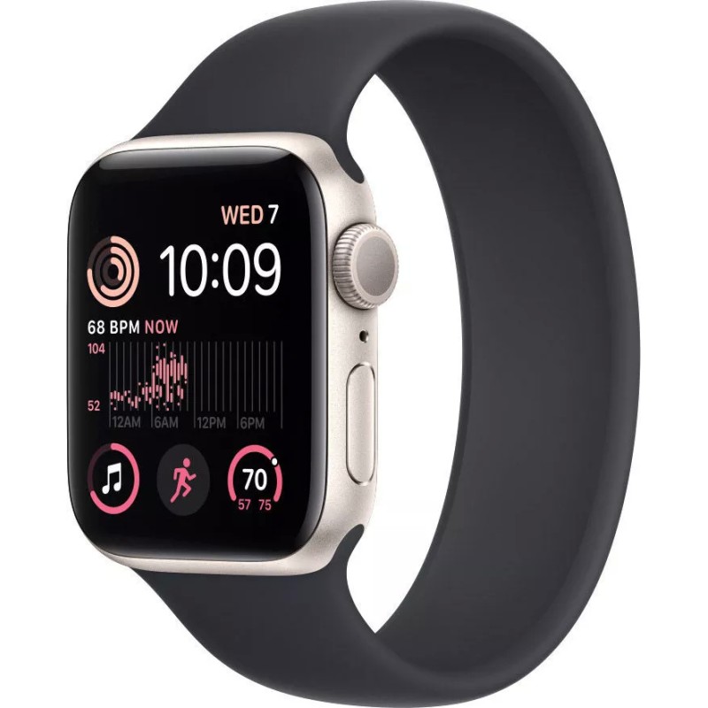 Умные часы Apple Watch SE 2 40 мм (алюминиевый корпус, звездный свет/темно-серый, силиконовый ремешок)