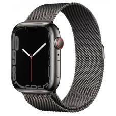 Умные часы Apple Watch Series 7 LTE 45 мм (сталь графитовый/миланский черный)