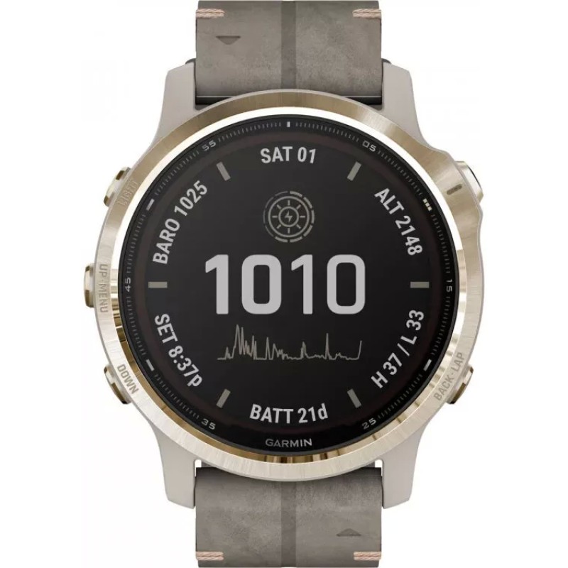 Умные часы Garmin Fenix 6S Pro Solar 42 мм (светло-золотистый, замша)