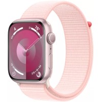 Умные часы Apple Watch Series 9 45 мм (алюминиевый корпус, розовый/розовый, спортивный нейлоновый ремешок)