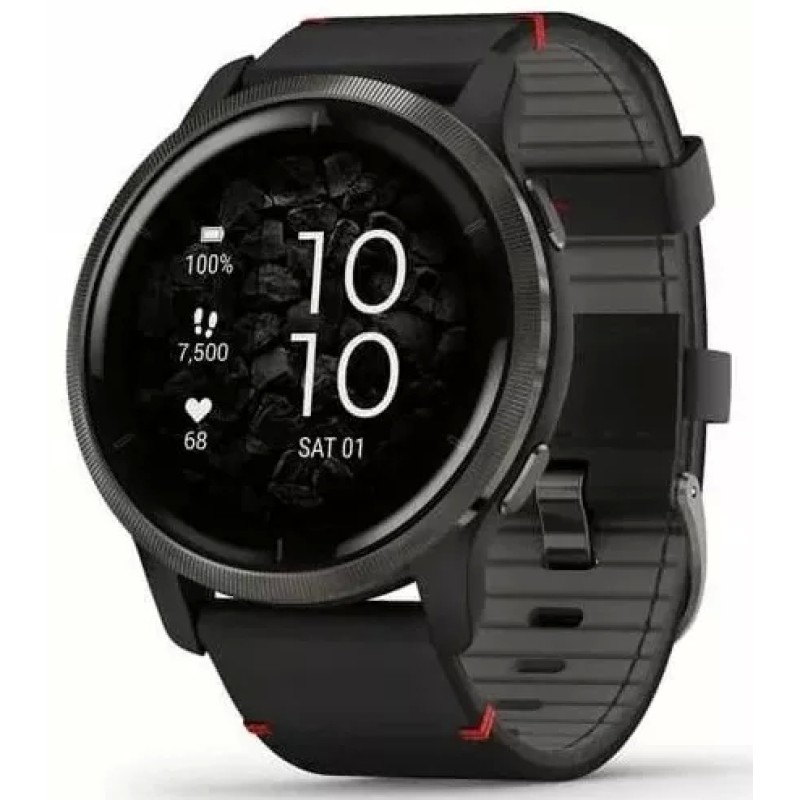 Умные часы Garmin Venu 2 (нержавеющая сталь/черный кожаный)