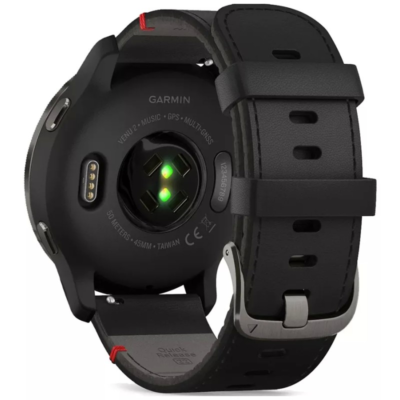 Умные часы Garmin Venu 2 (нержавеющая сталь/черный кожаный)