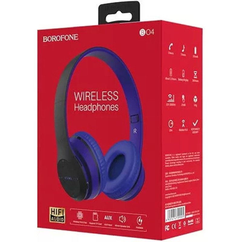 Наушники Borofone BO4 (черный/синий)