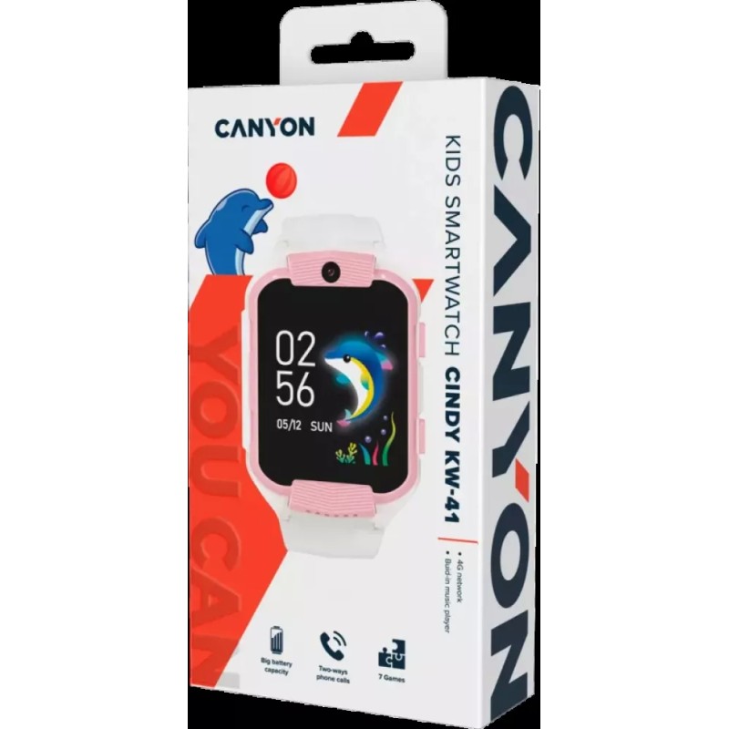 Детские умные часы Canyon Cindy KW-41 (белый/розовый)