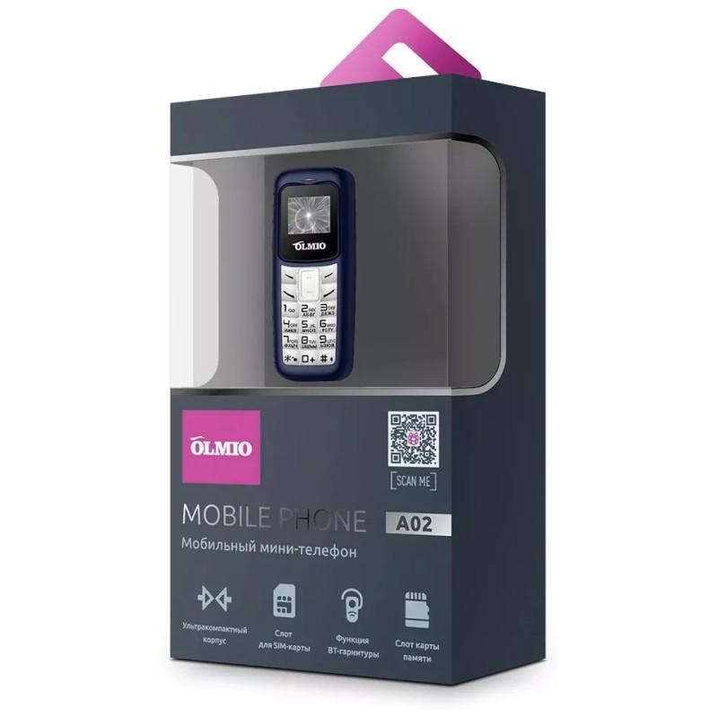 Мобильный телефон Olmio A02 (белый/синий)